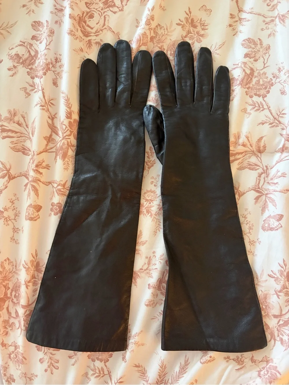 Vintage Gant Black Leather Silk Lined Long Gloves
